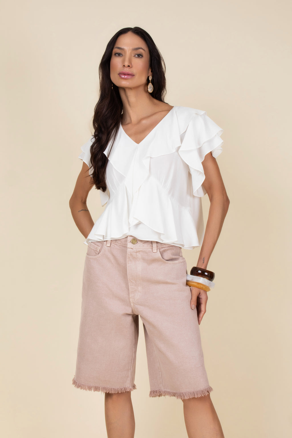 Bermuda jeans barra a fio