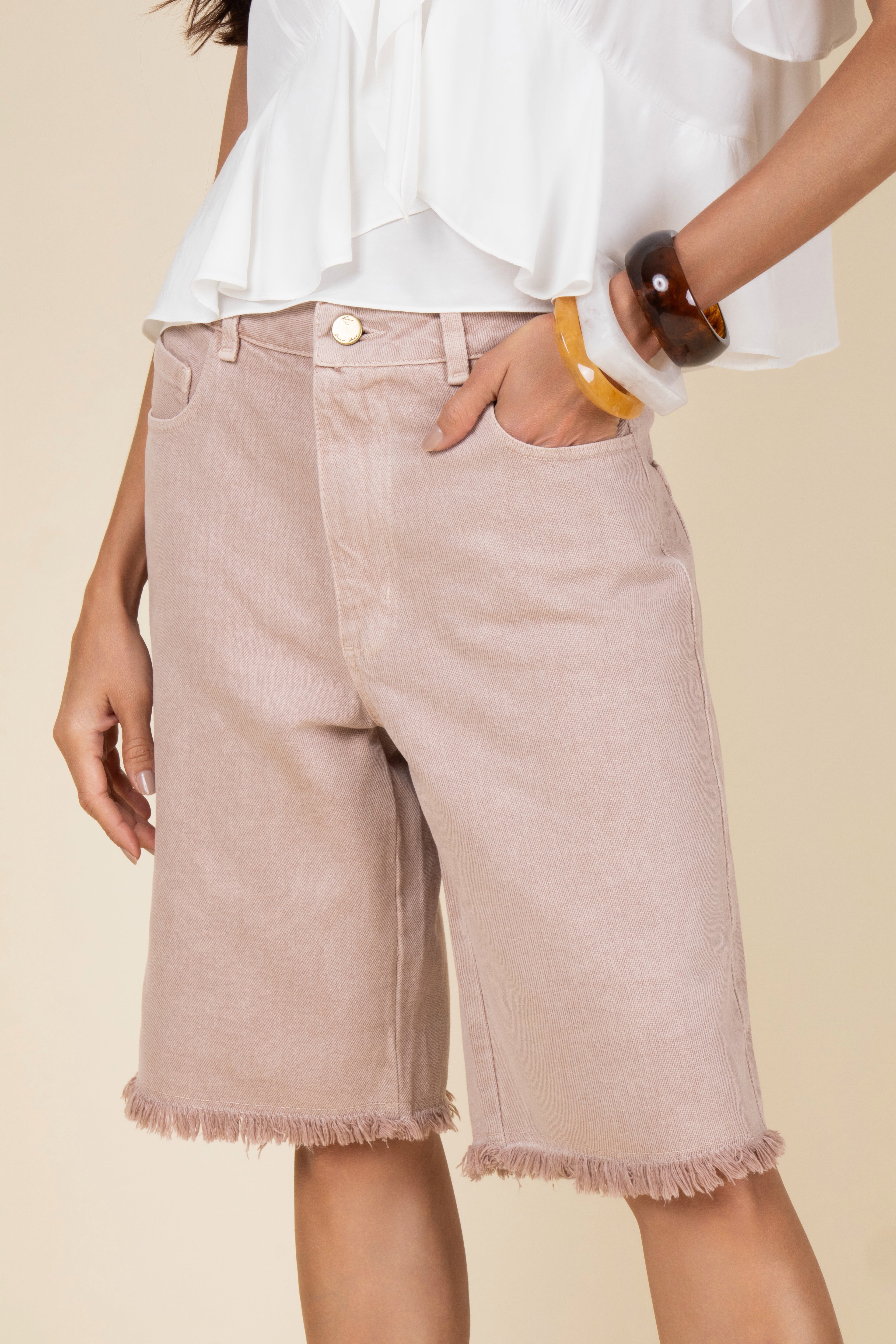 Bermuda jeans barra a fio