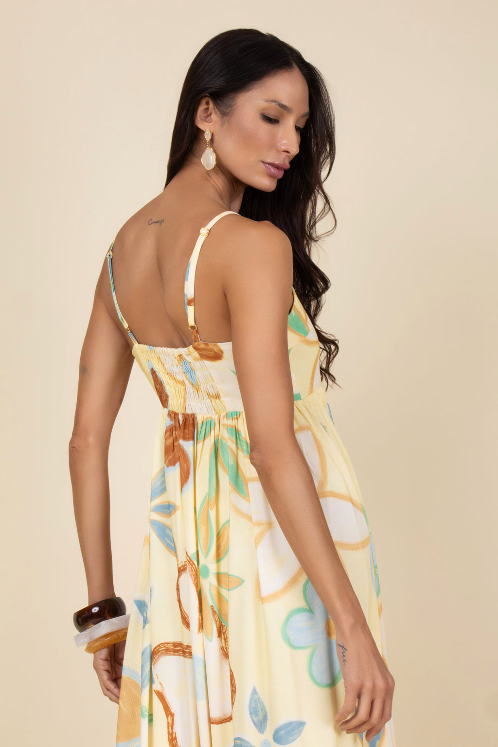 Vestido longo floral alças finas