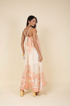 Vestido longo estampado com alças finas