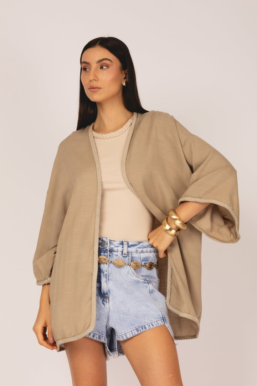 Kimono com detalhe trançado