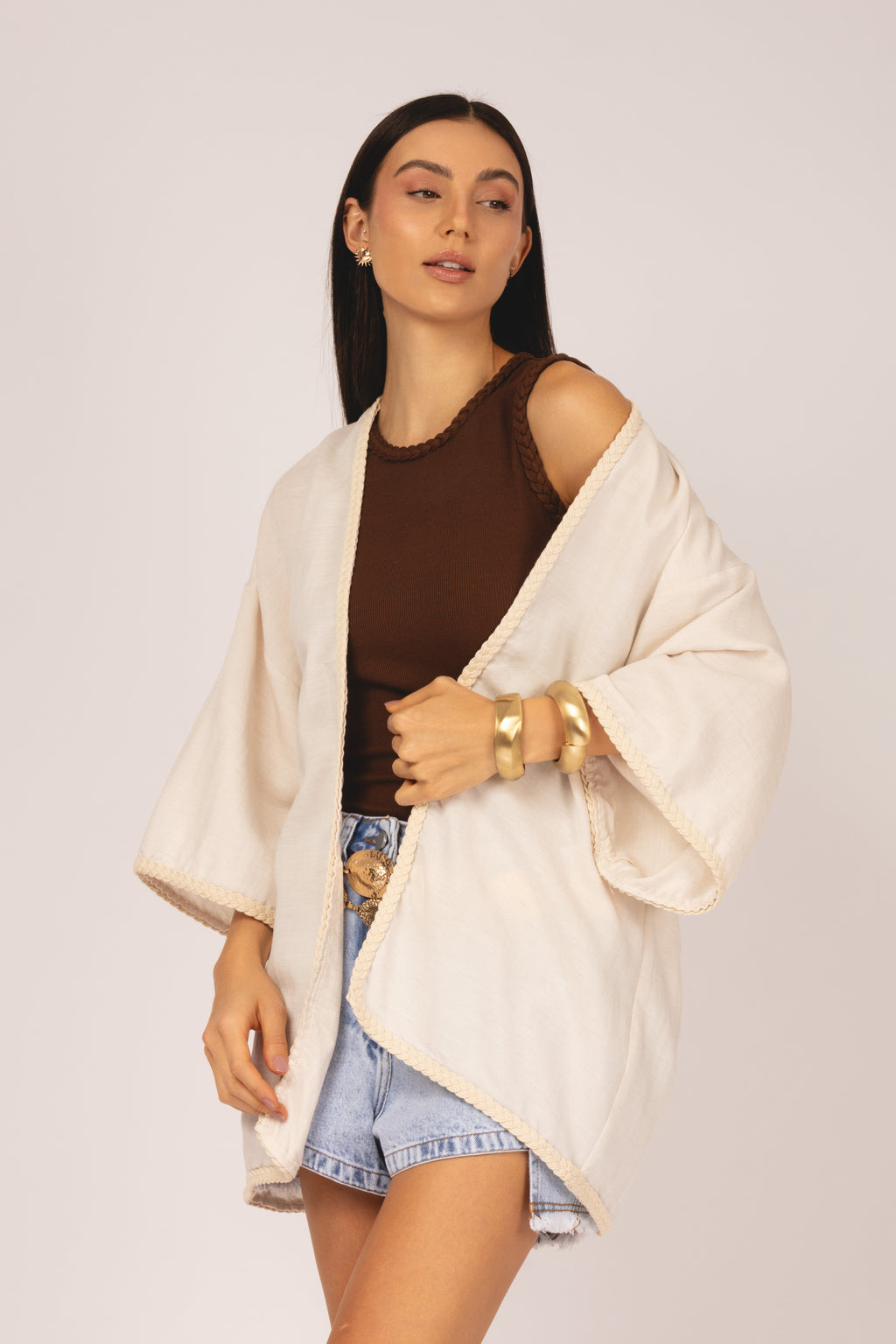 Kimono com detalhe trançado