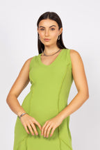 Vestido longo regata com fenda frontal