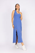 Vestido longo regata com fenda frontal