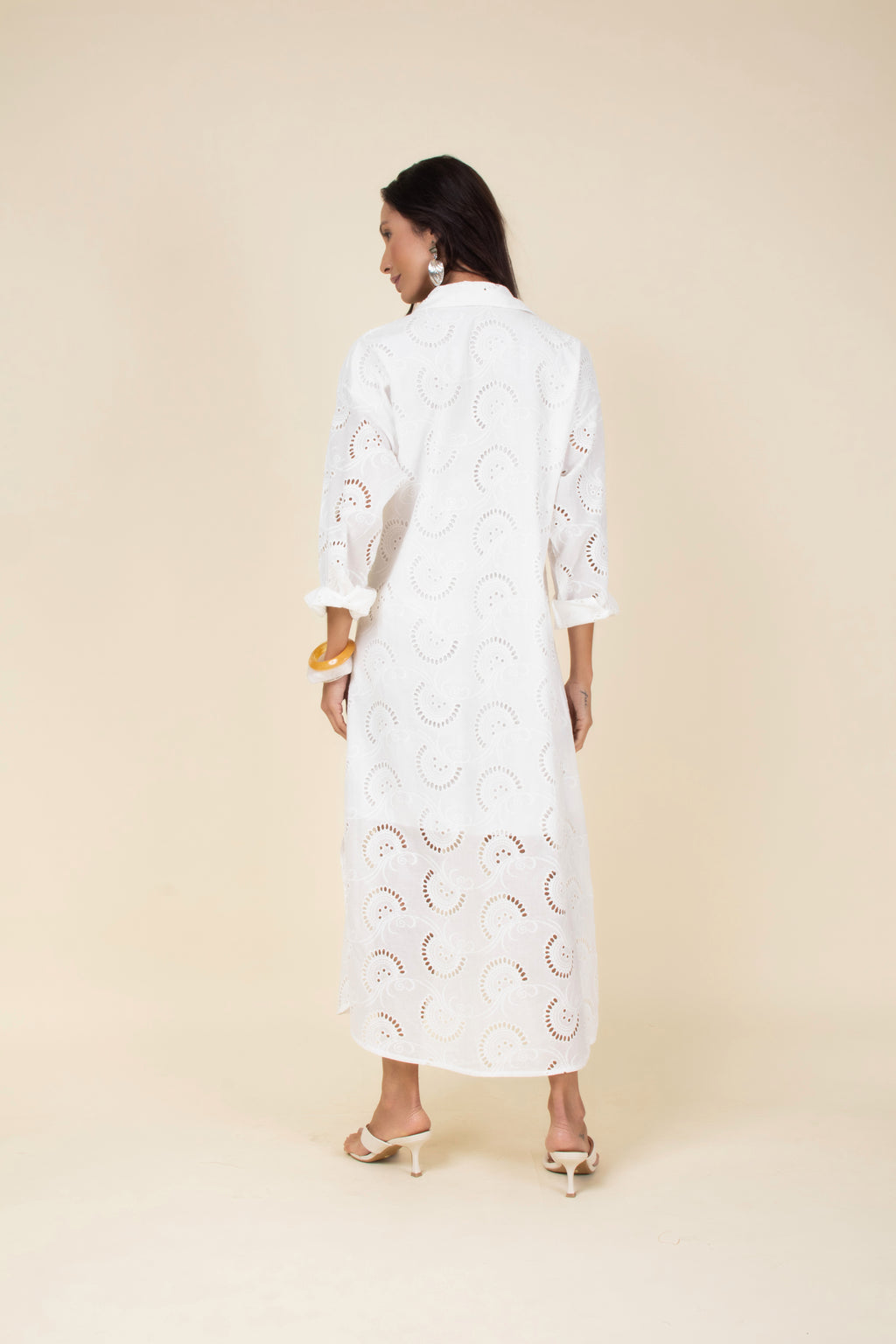 Vestido chemise longo em laise
