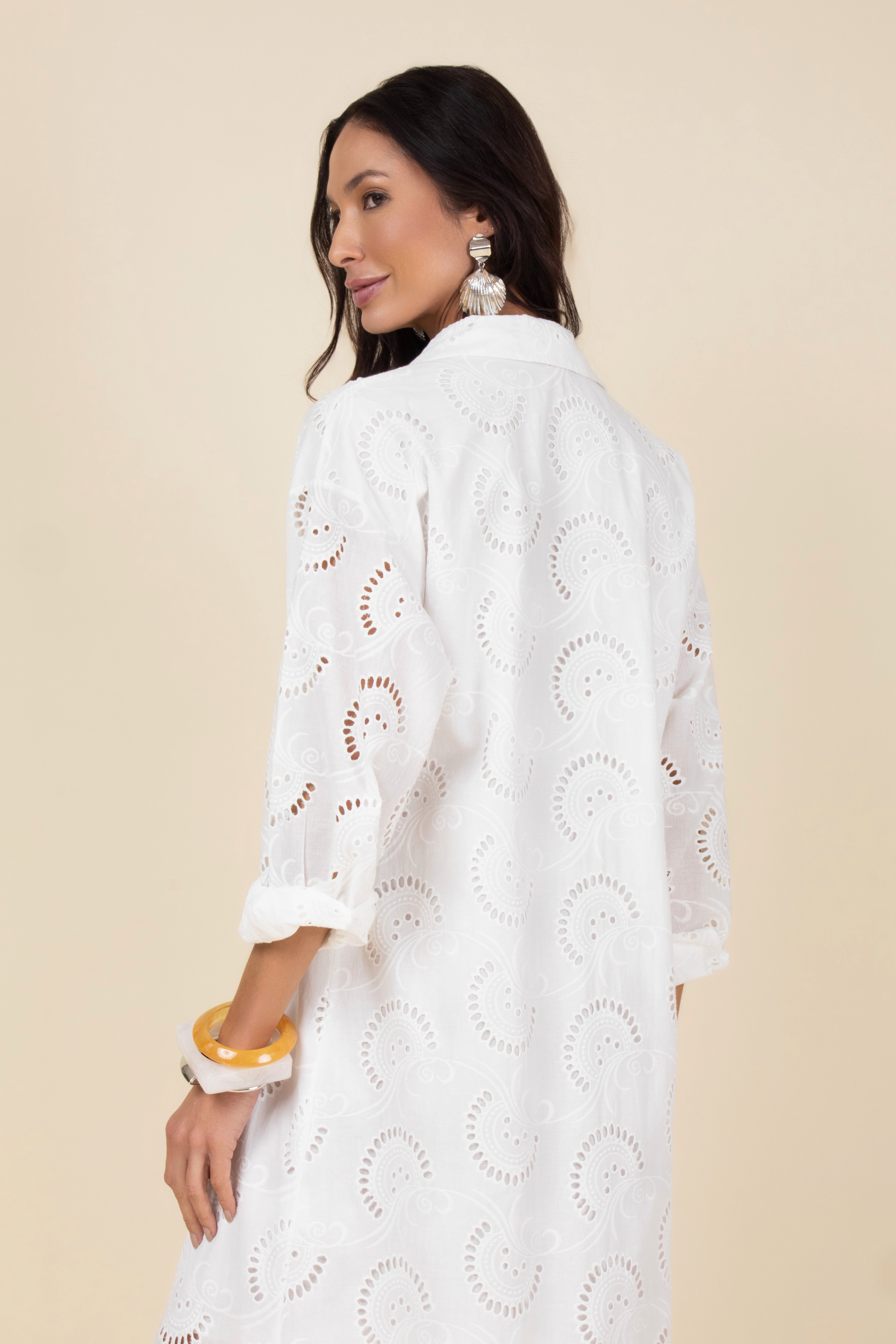 Vestido chemise longo em laise