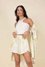 Conjunto kimono e short estampa suave