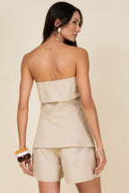 Conjunto colete strapless e short