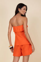 Conjunto colete strapless e short