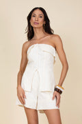 Conjunto colete strapless e short
