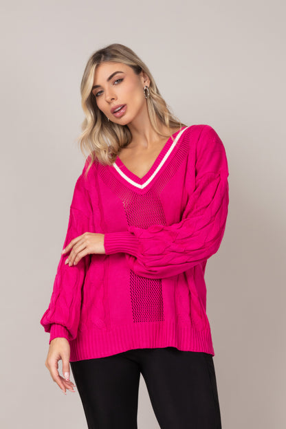 Blusa tricot decote em V