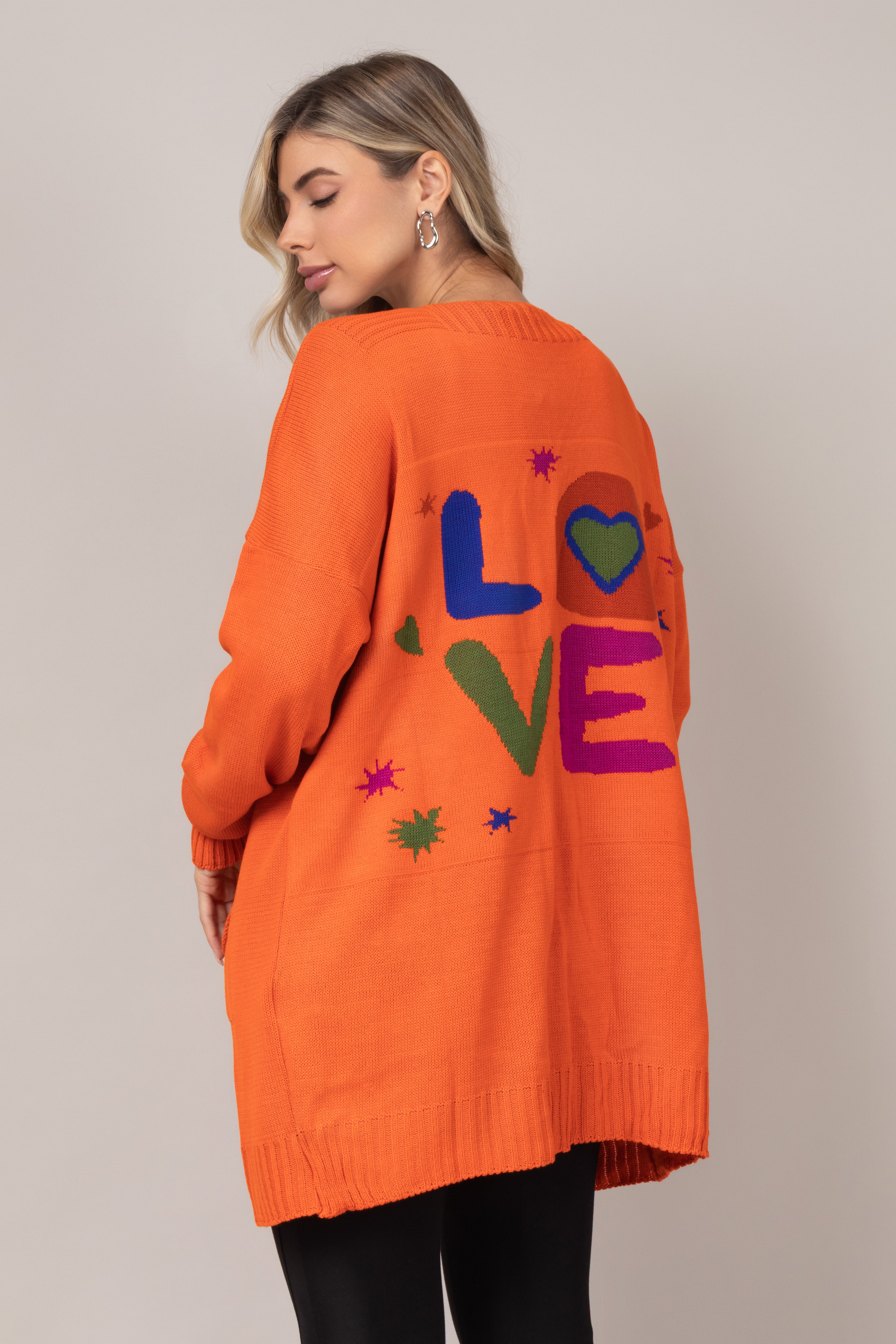 Cardigan em tricot love