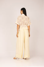Calça pantalona plissada