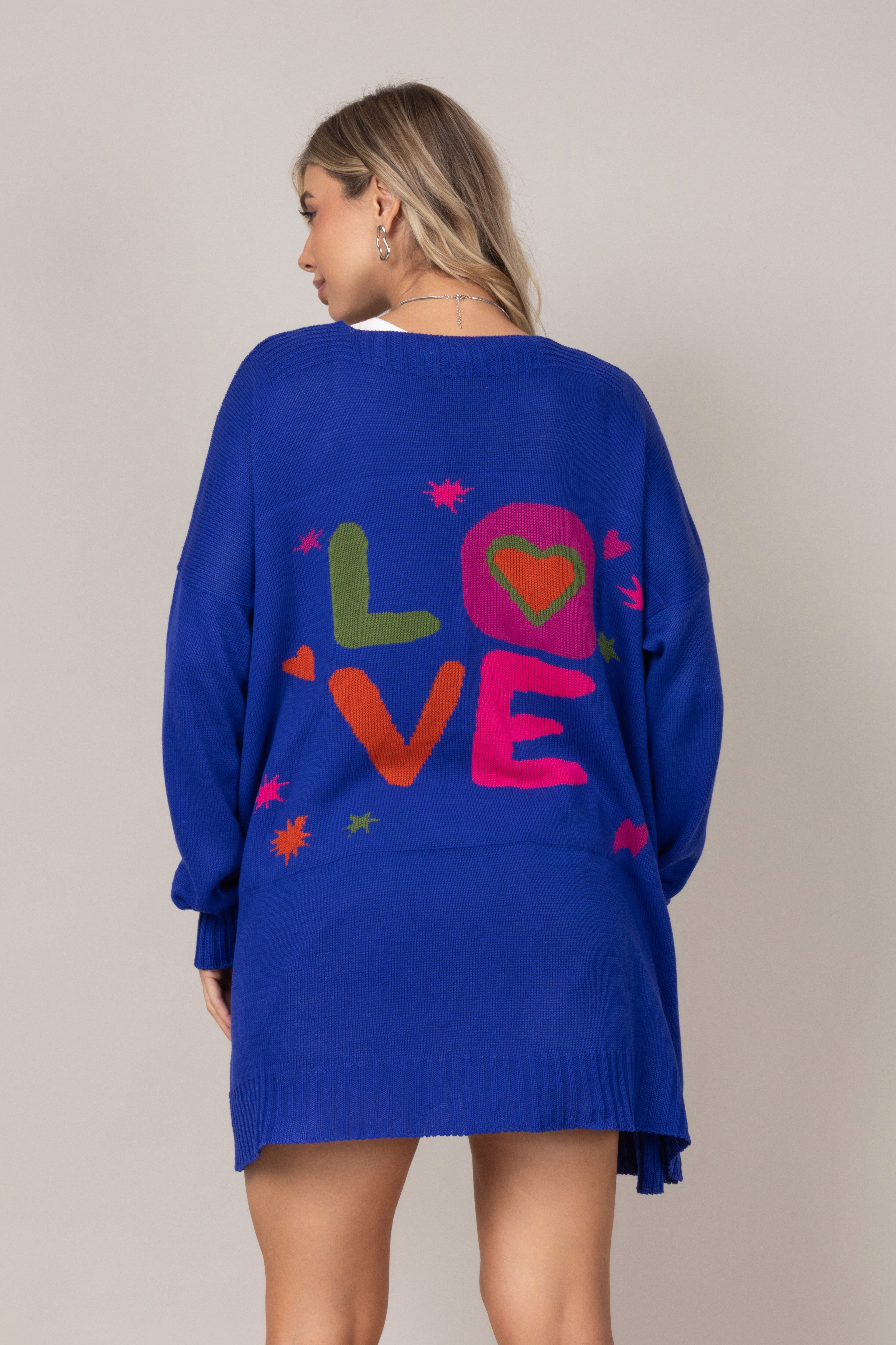 Cardigan em tricot love
