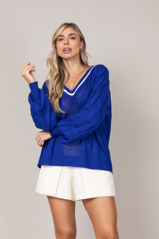 Blusa tricot decote em V