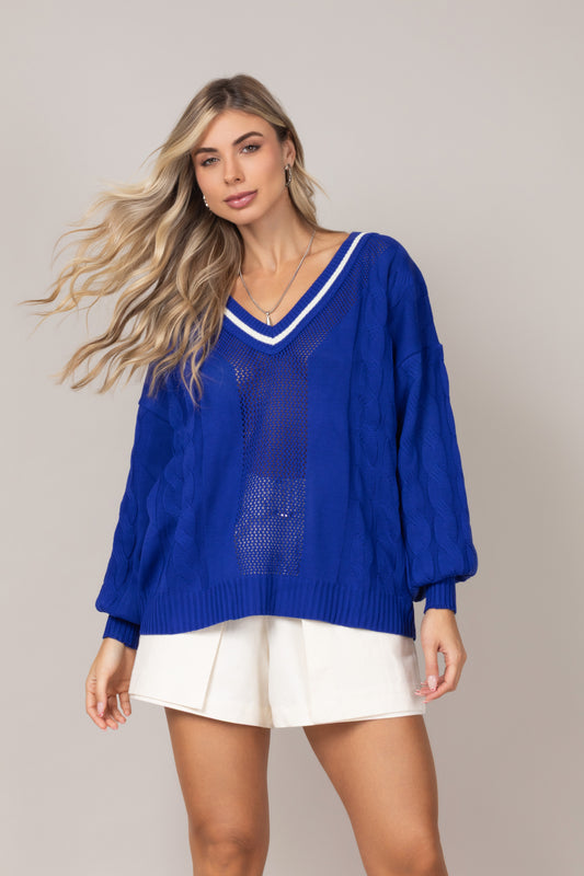 Blusa tricot decote em V