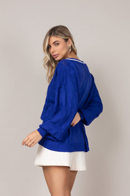 Blusa tricot decote em V