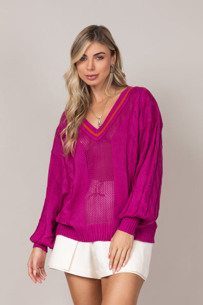 Blusa tricot decote em V