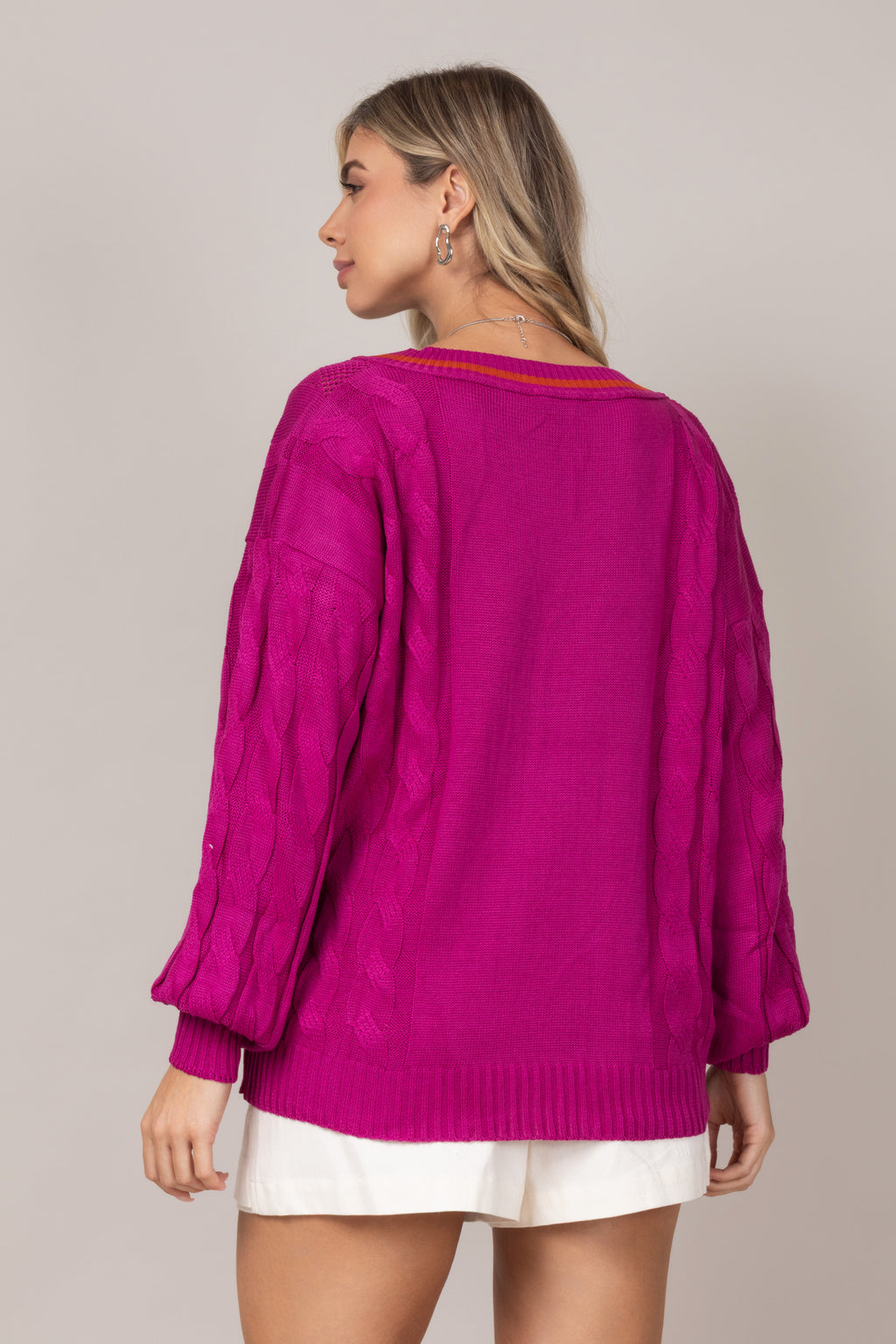 Blusa tricot decote em V