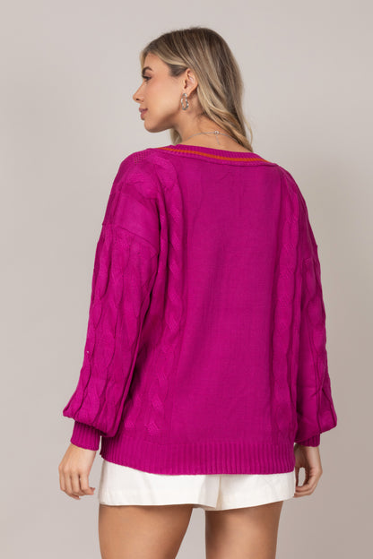 Blusa tricot decote em V