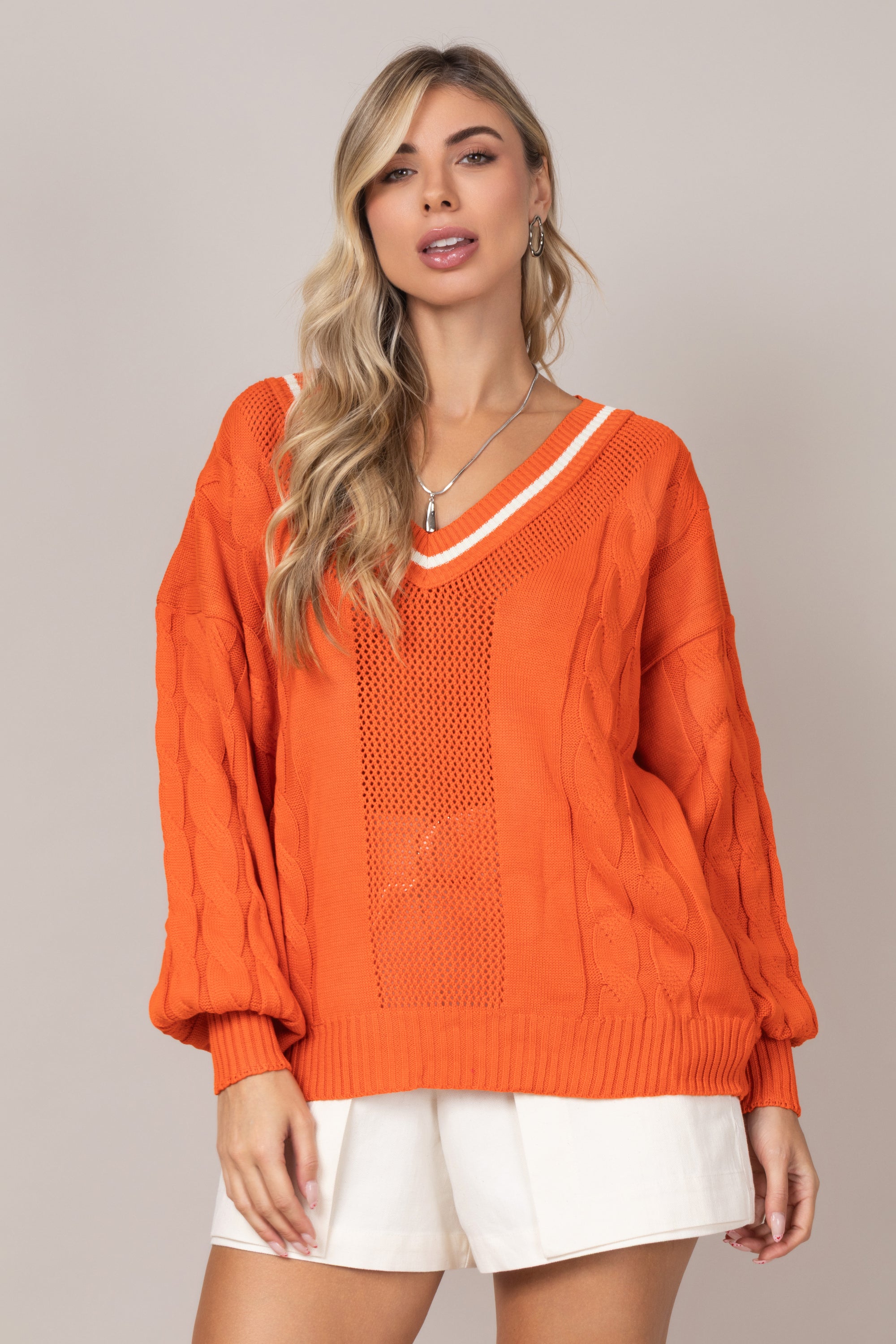 Blusa tricot decote em V