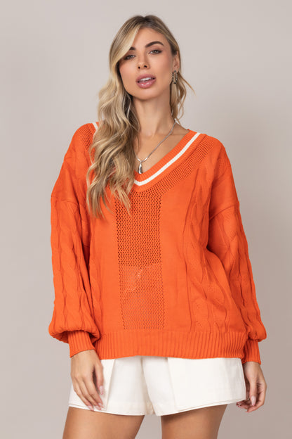 Blusa tricot decote em V