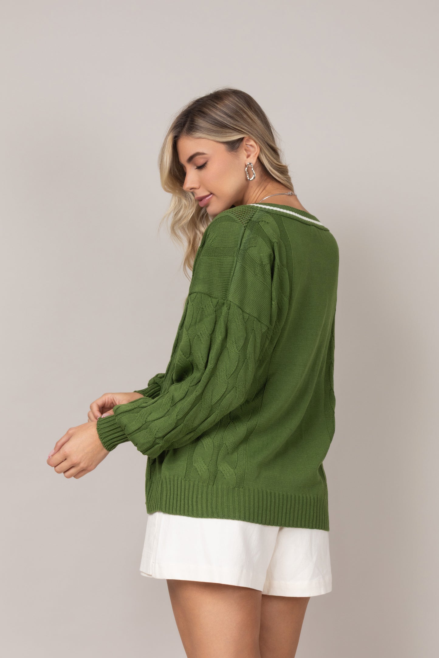 Blusa tricot decote em V