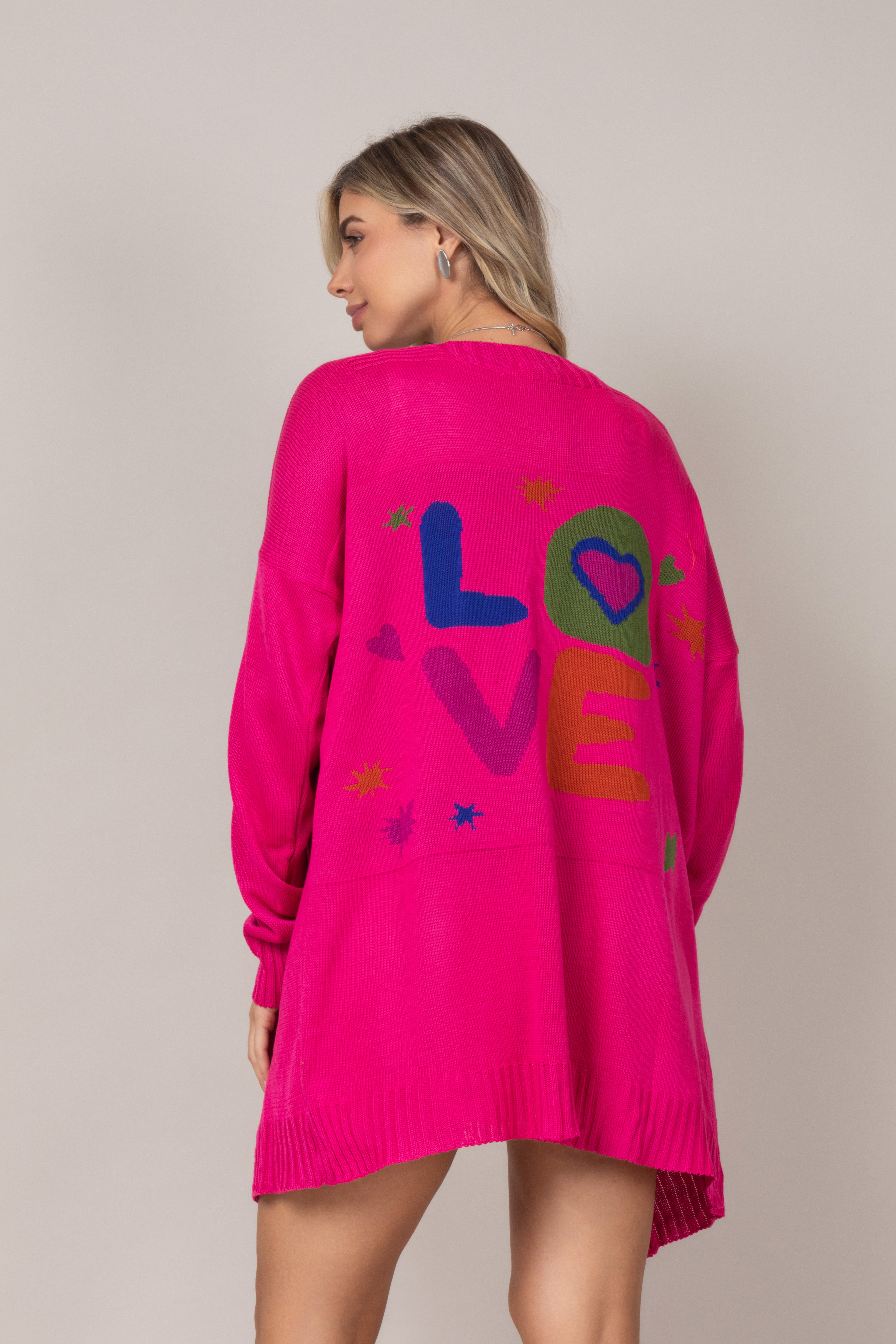 Cardigan em tricot love