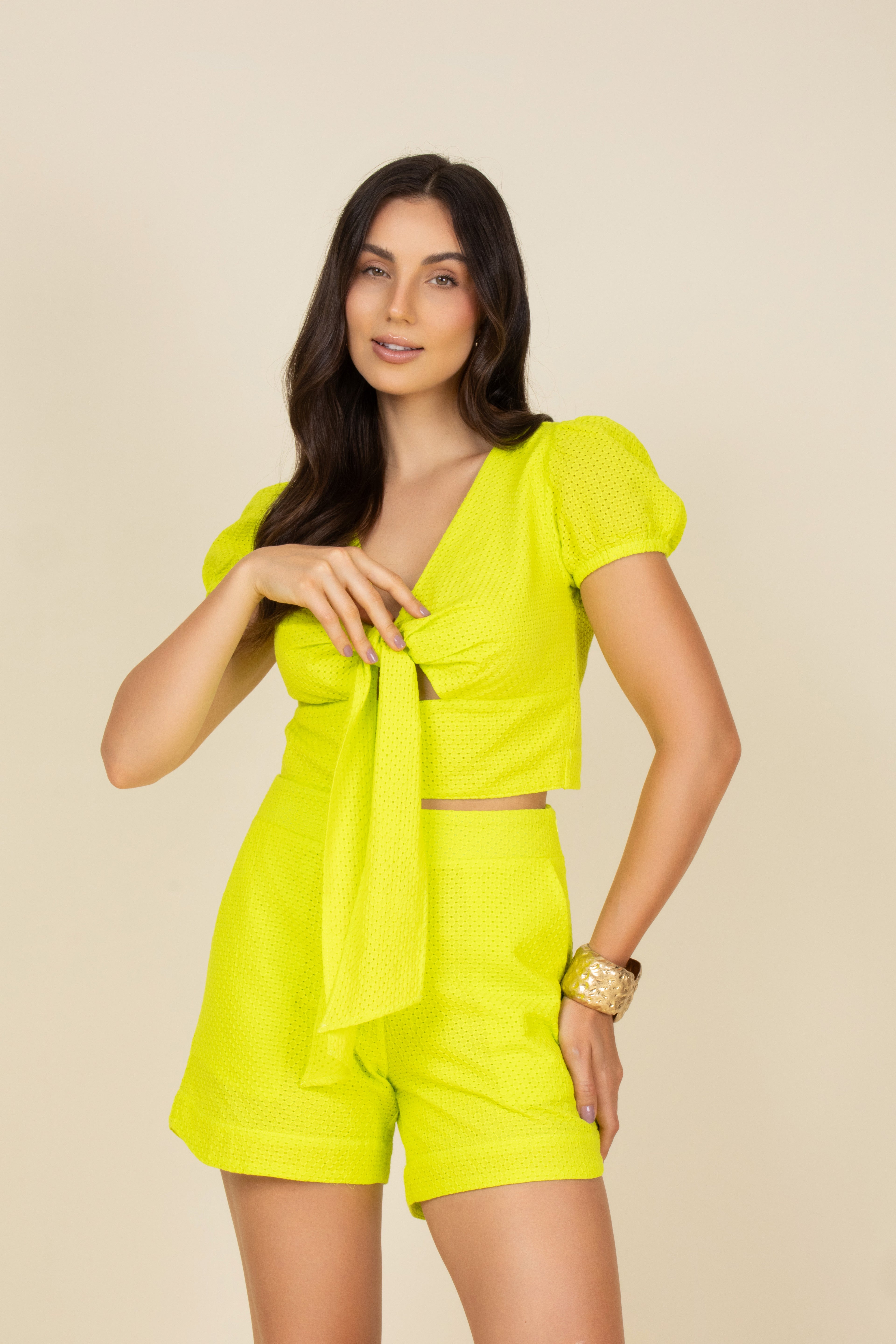 Conjunto de cropped em laise