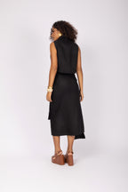 Conjunto linho cropped e saia midi