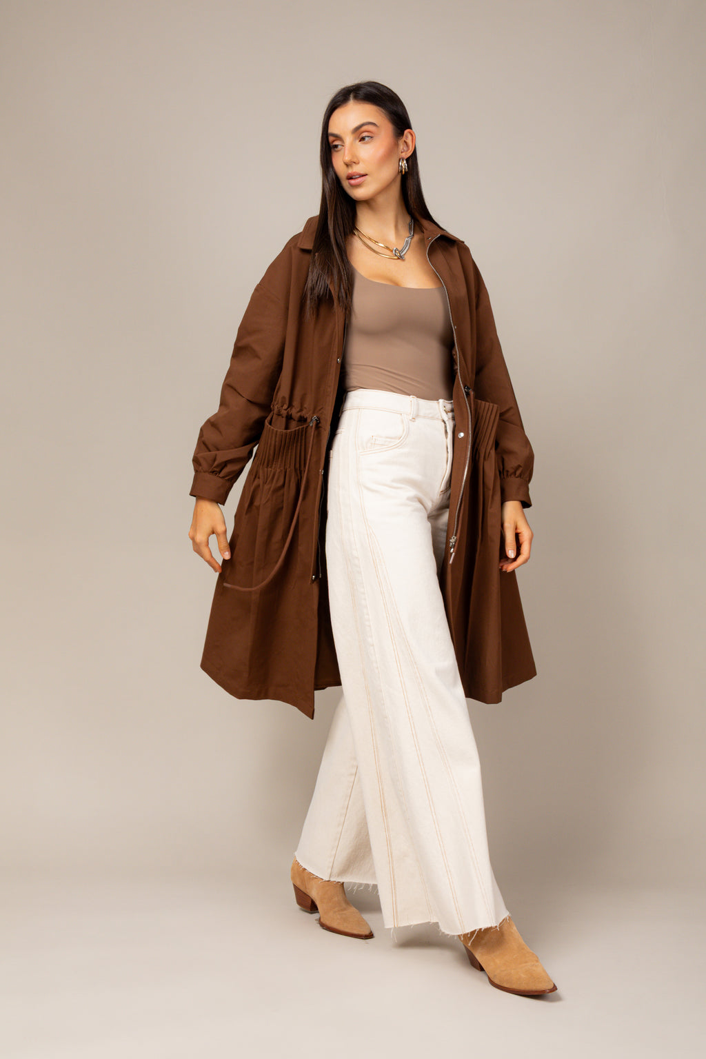 Calça pantalona off white