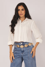 Camisa Cropped com Nervuras Frontais