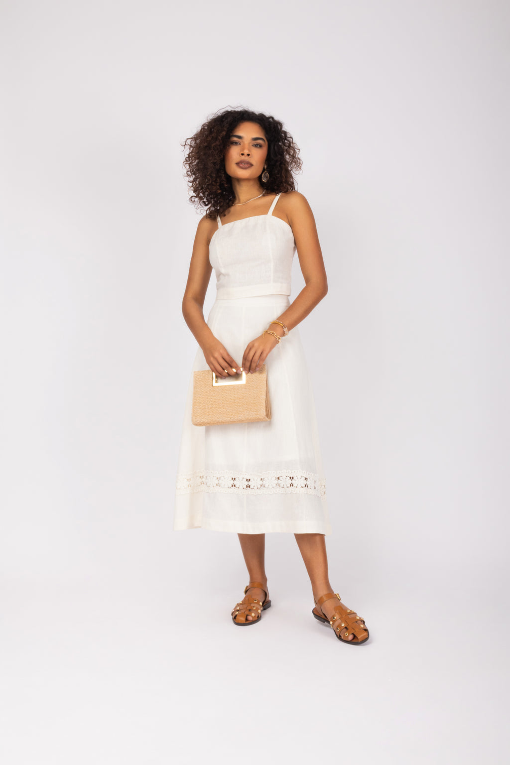 Conjunto linho com detalhe de renda