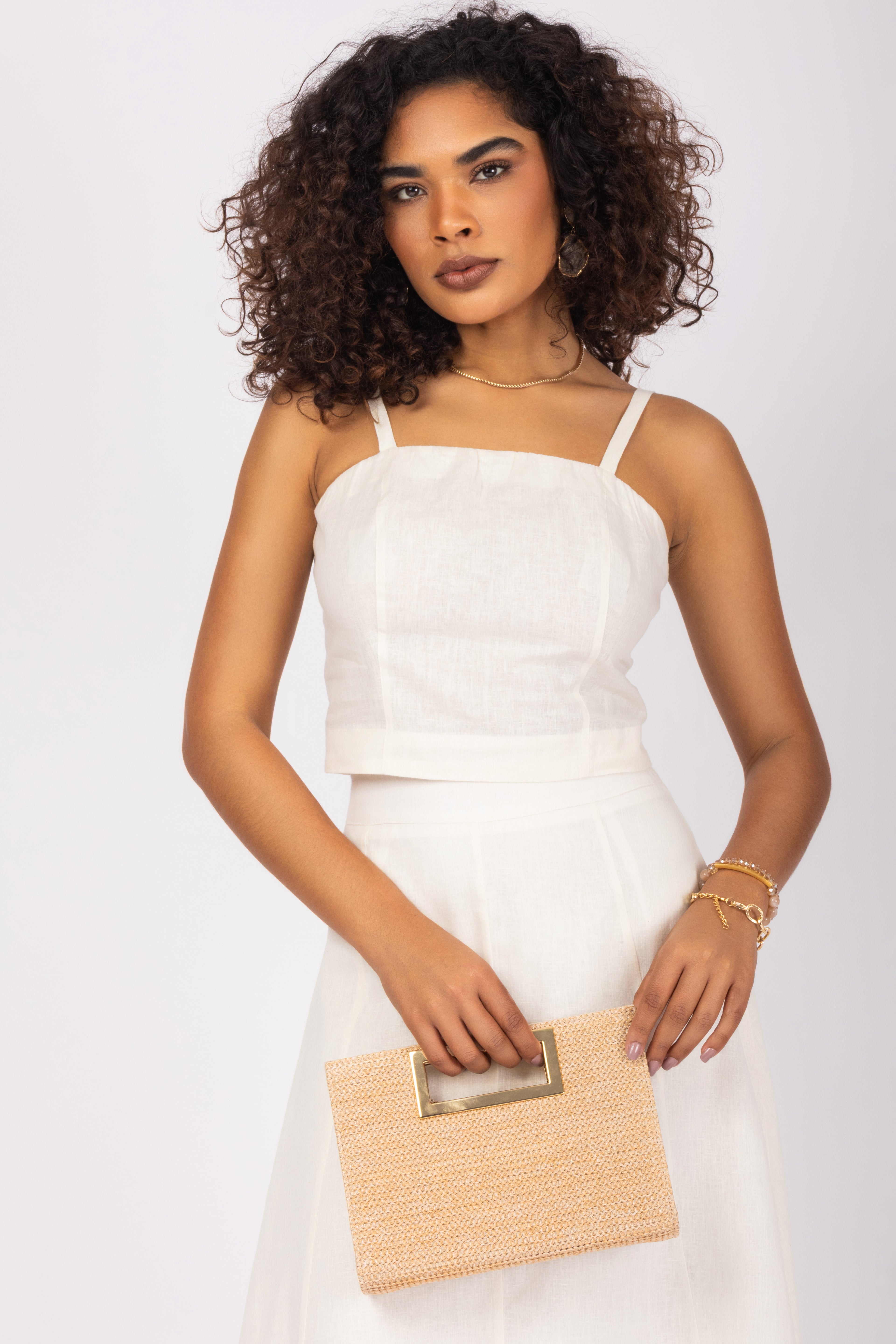 Conjunto linho com detalhe de renda