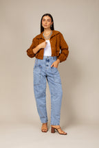 Calça jeans ferradura cintura média