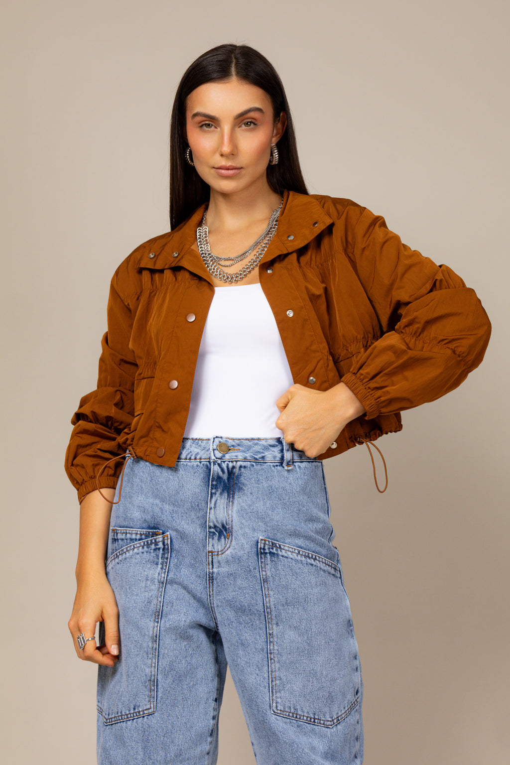 Calça jeans ferradura cintura média