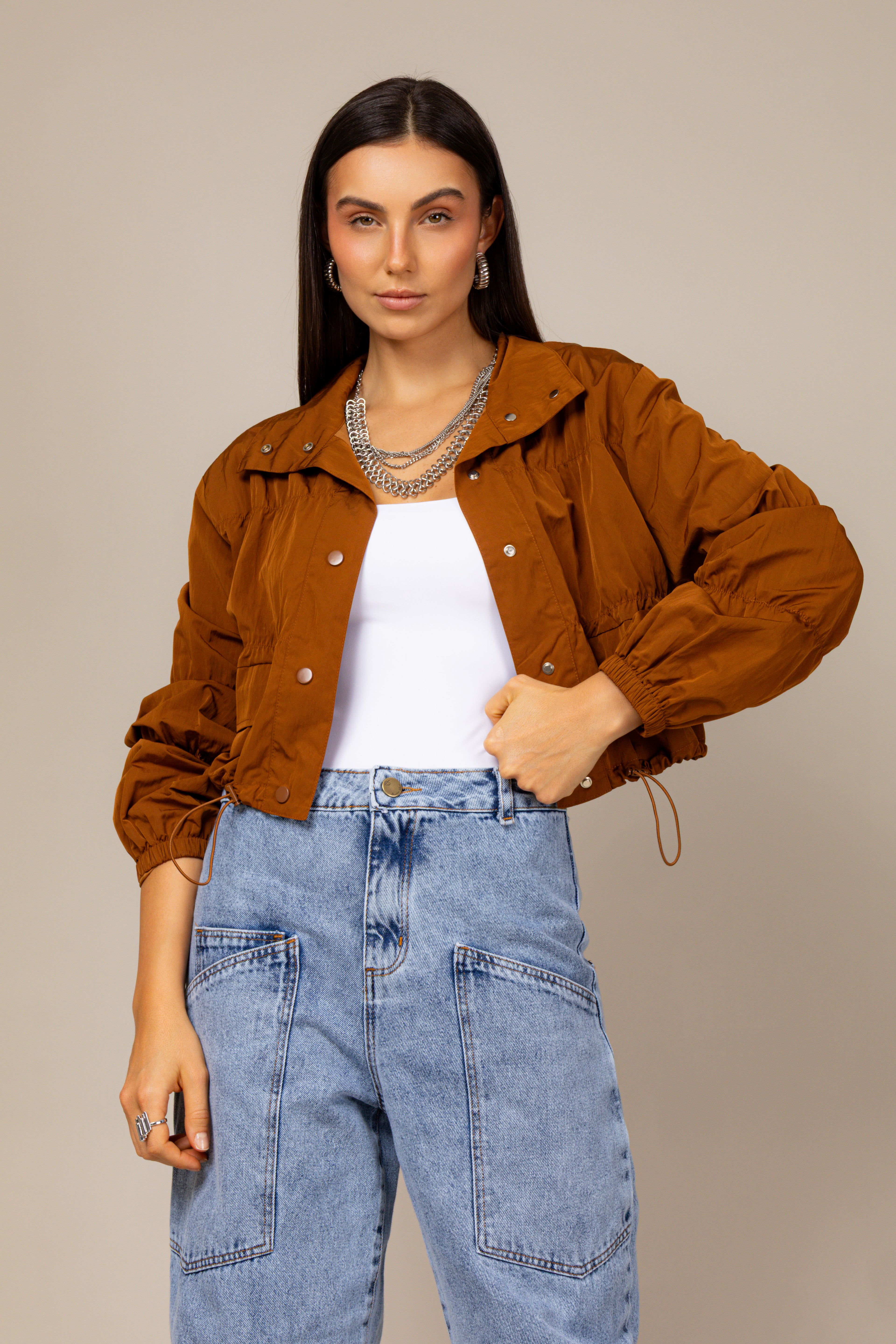Calça jeans ferradura cintura média