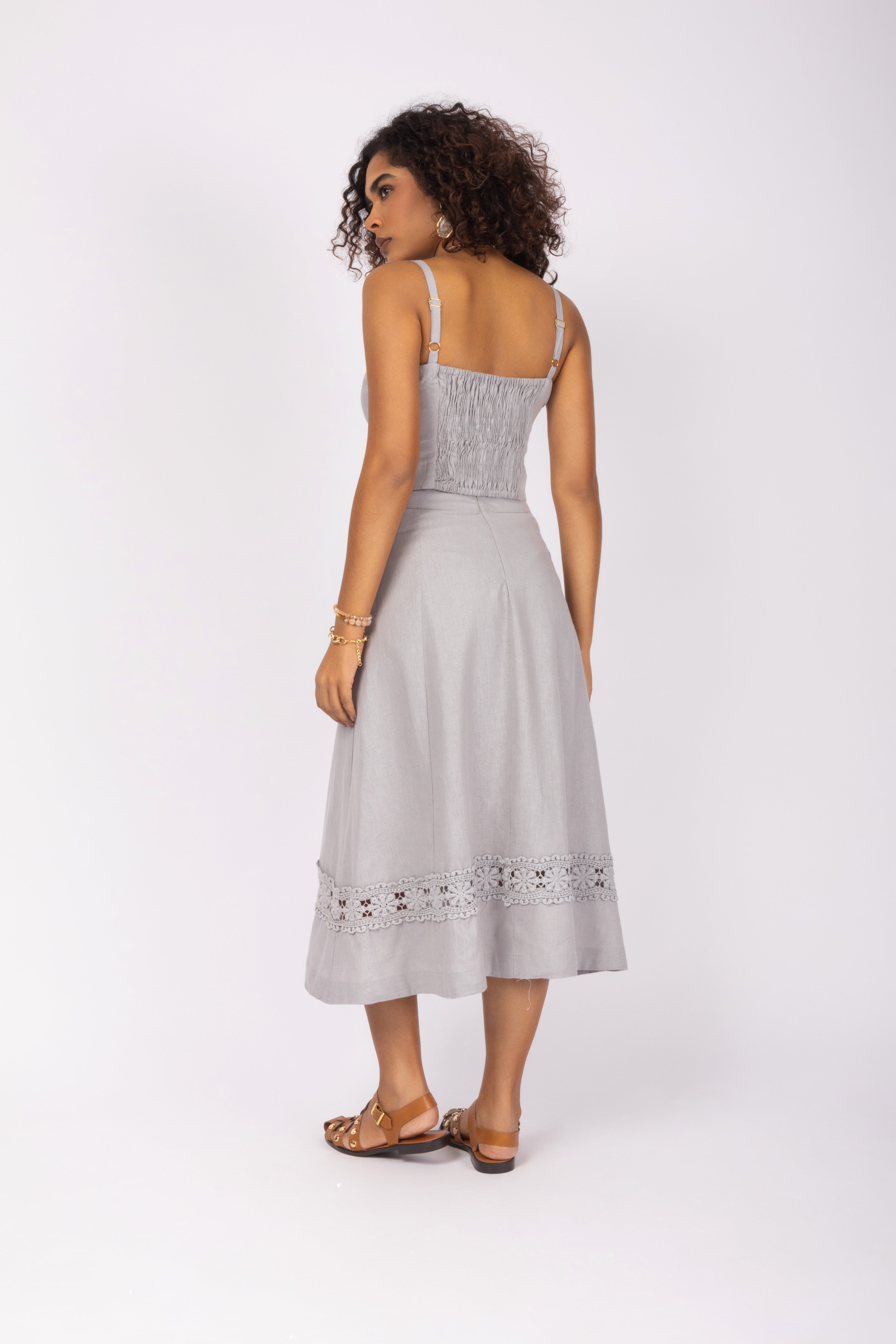 Conjunto linho com detalhe de renda