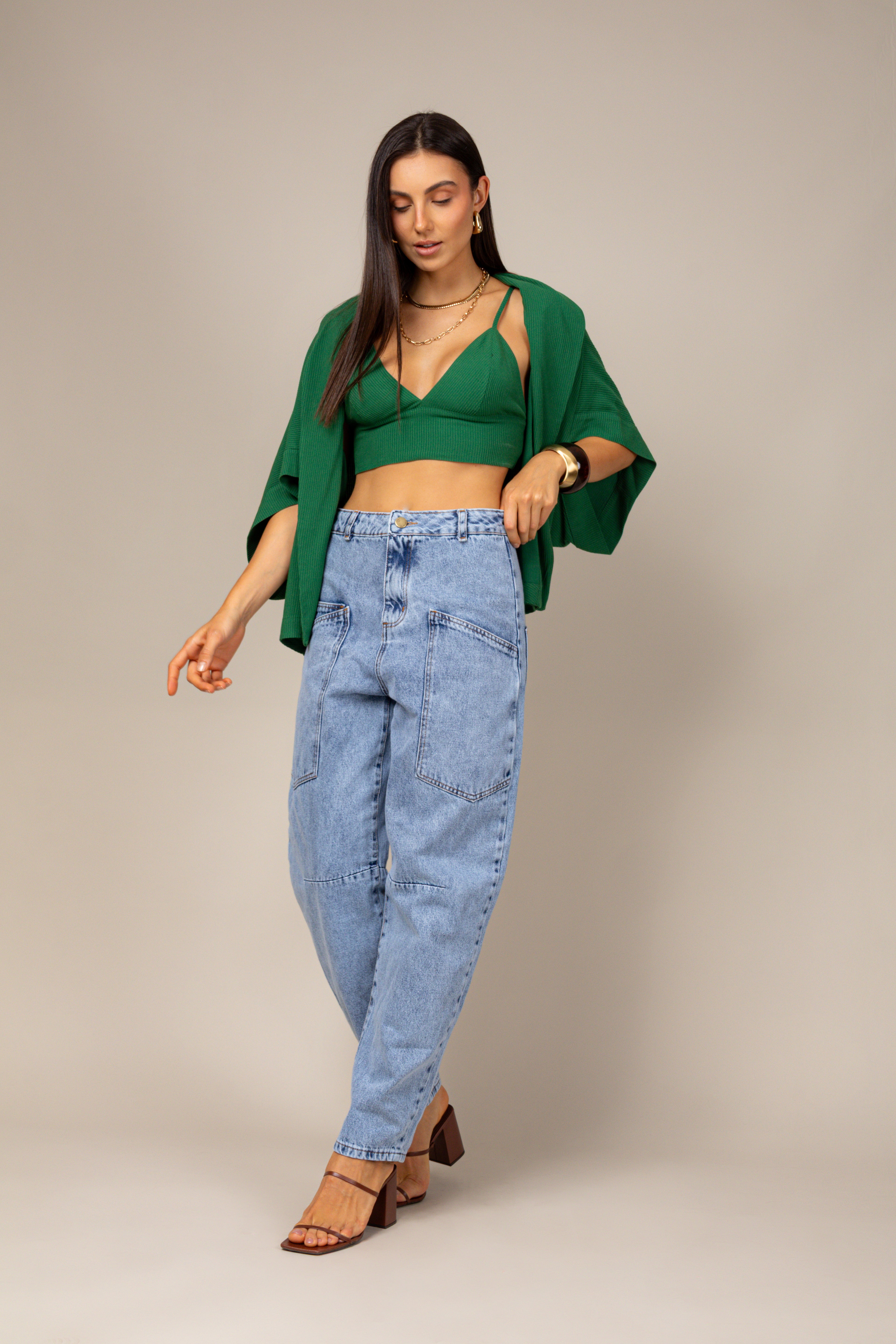 Conjunto top e kimono