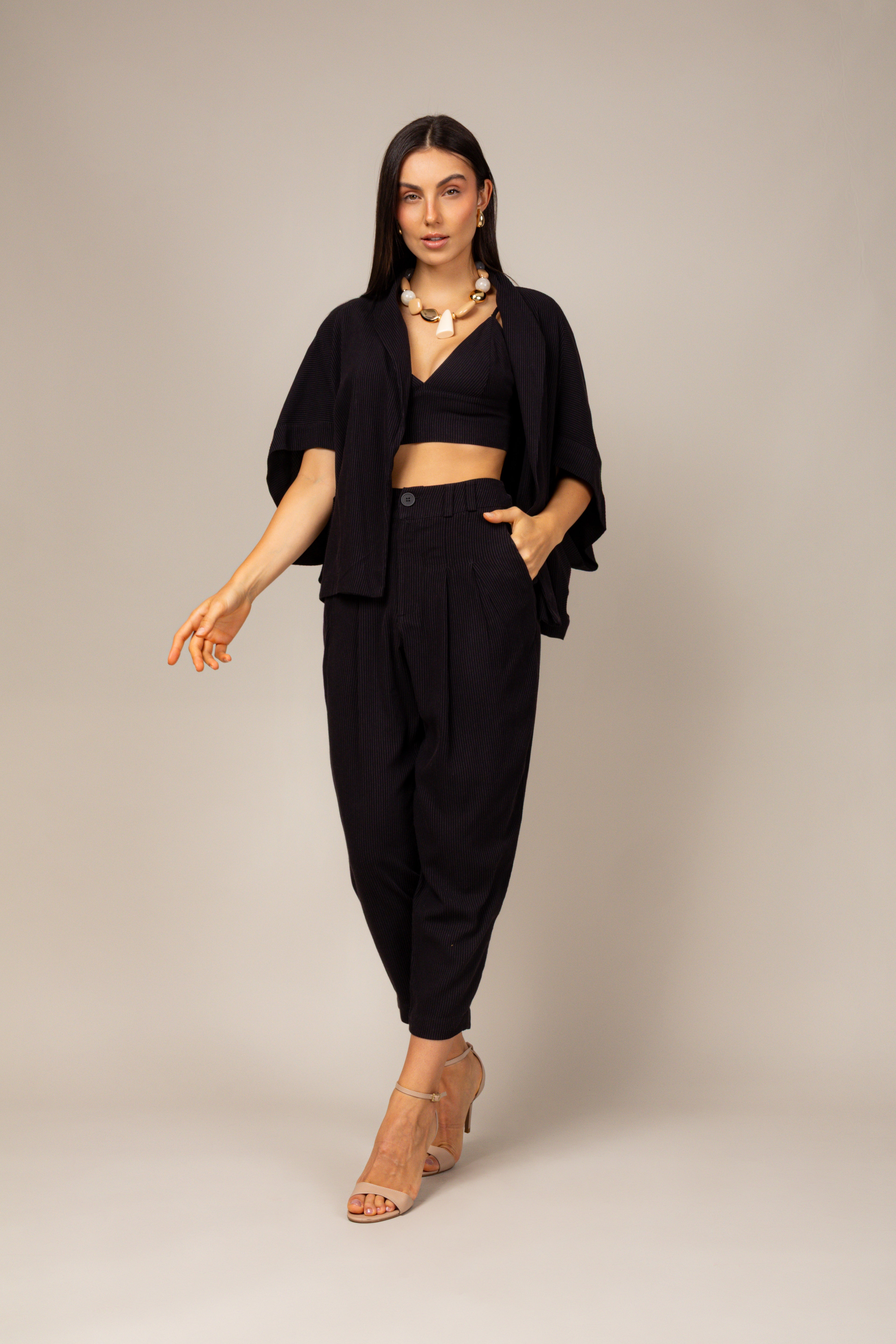 Conjunto top e kimono