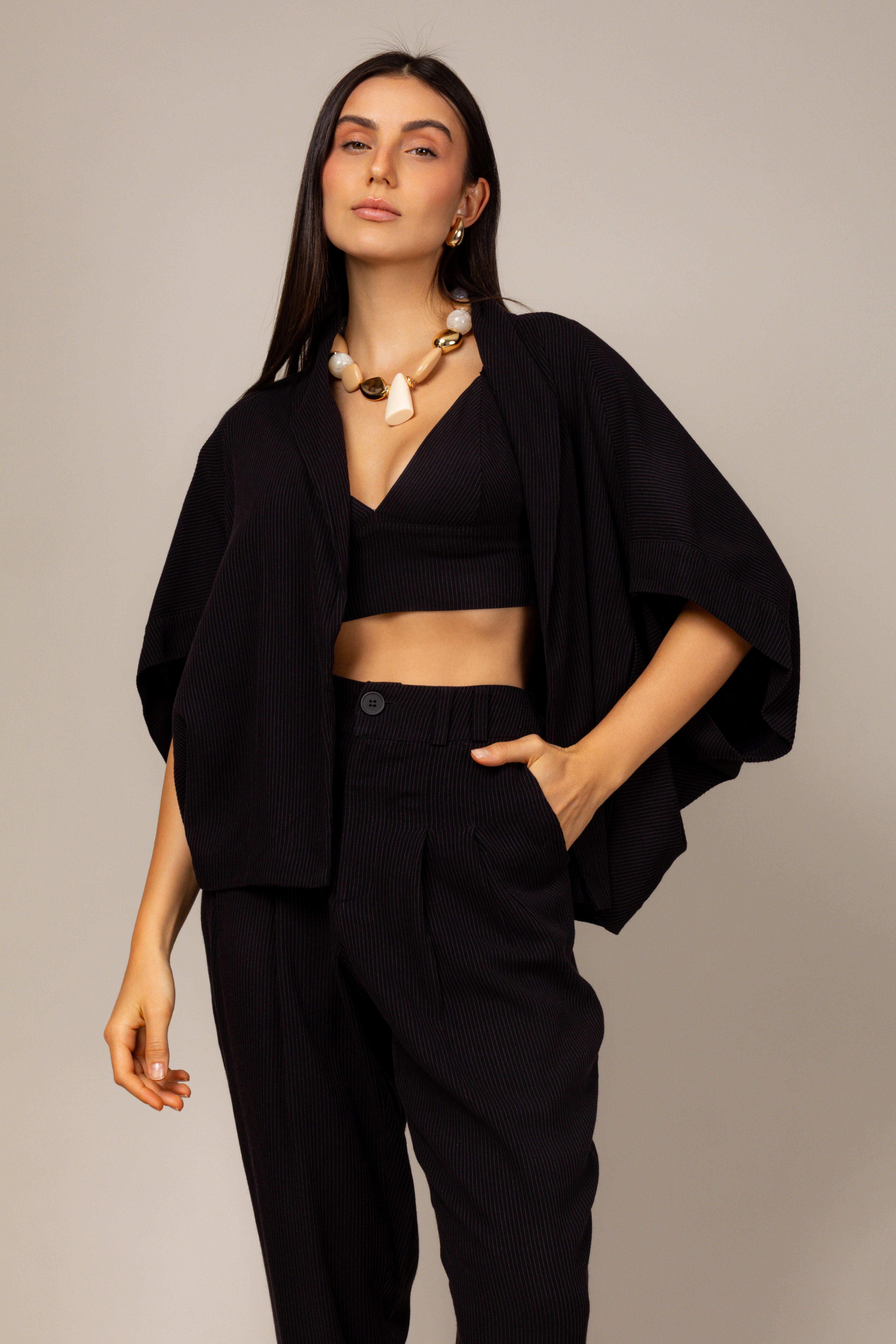 Conjunto top e kimono