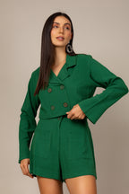 Conjunto mini blazer e shorts texturizado