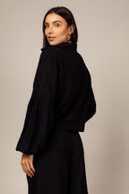 Conjunto com camisa e calça pantalona