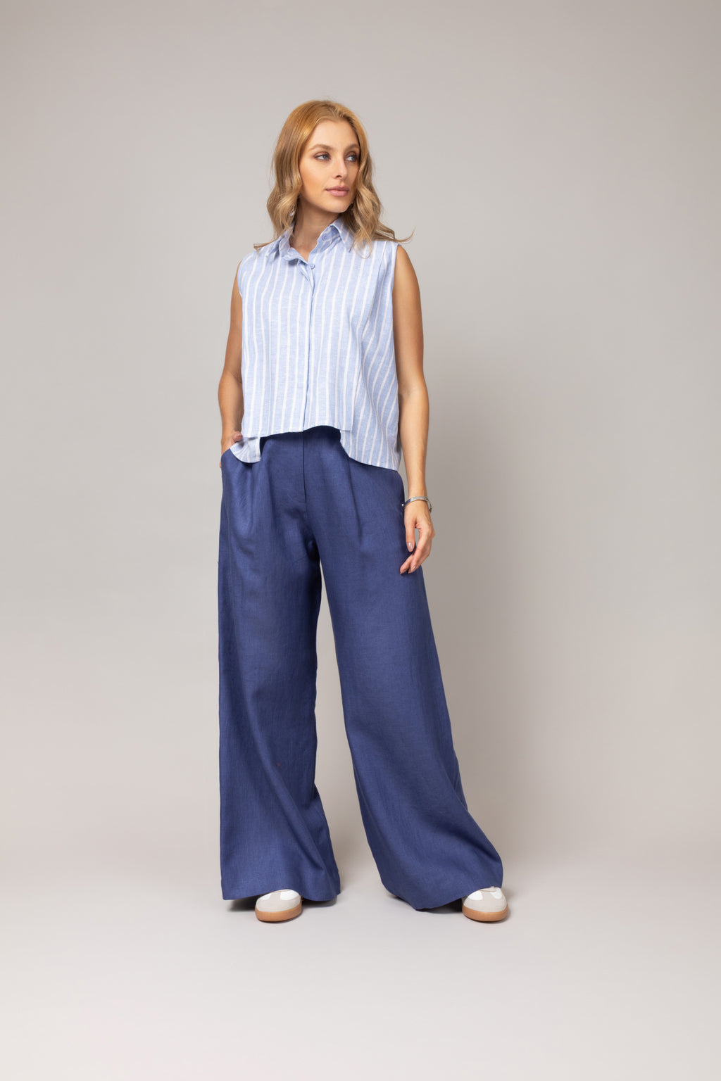 Calça linho wide leg