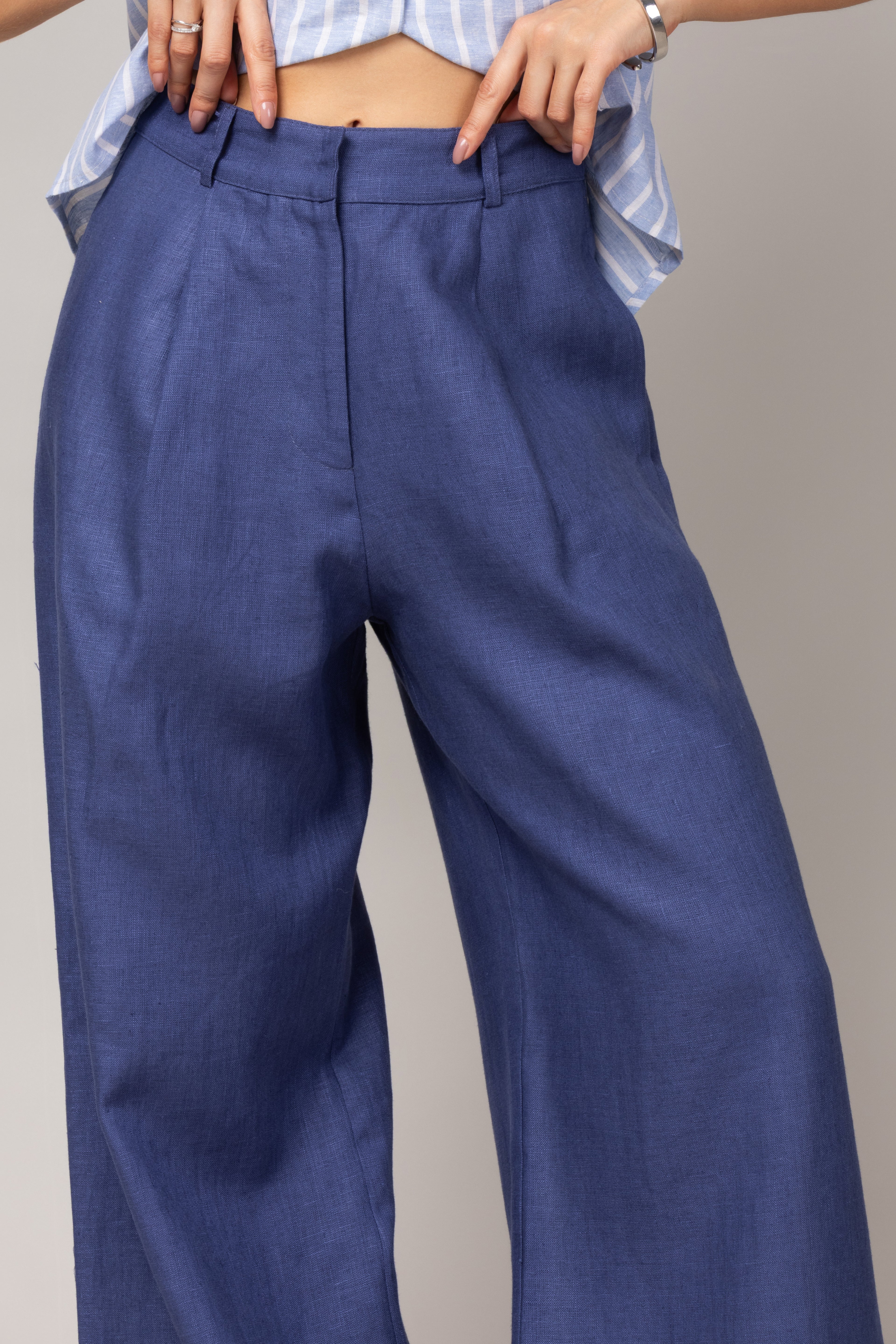 Calça linho wide leg