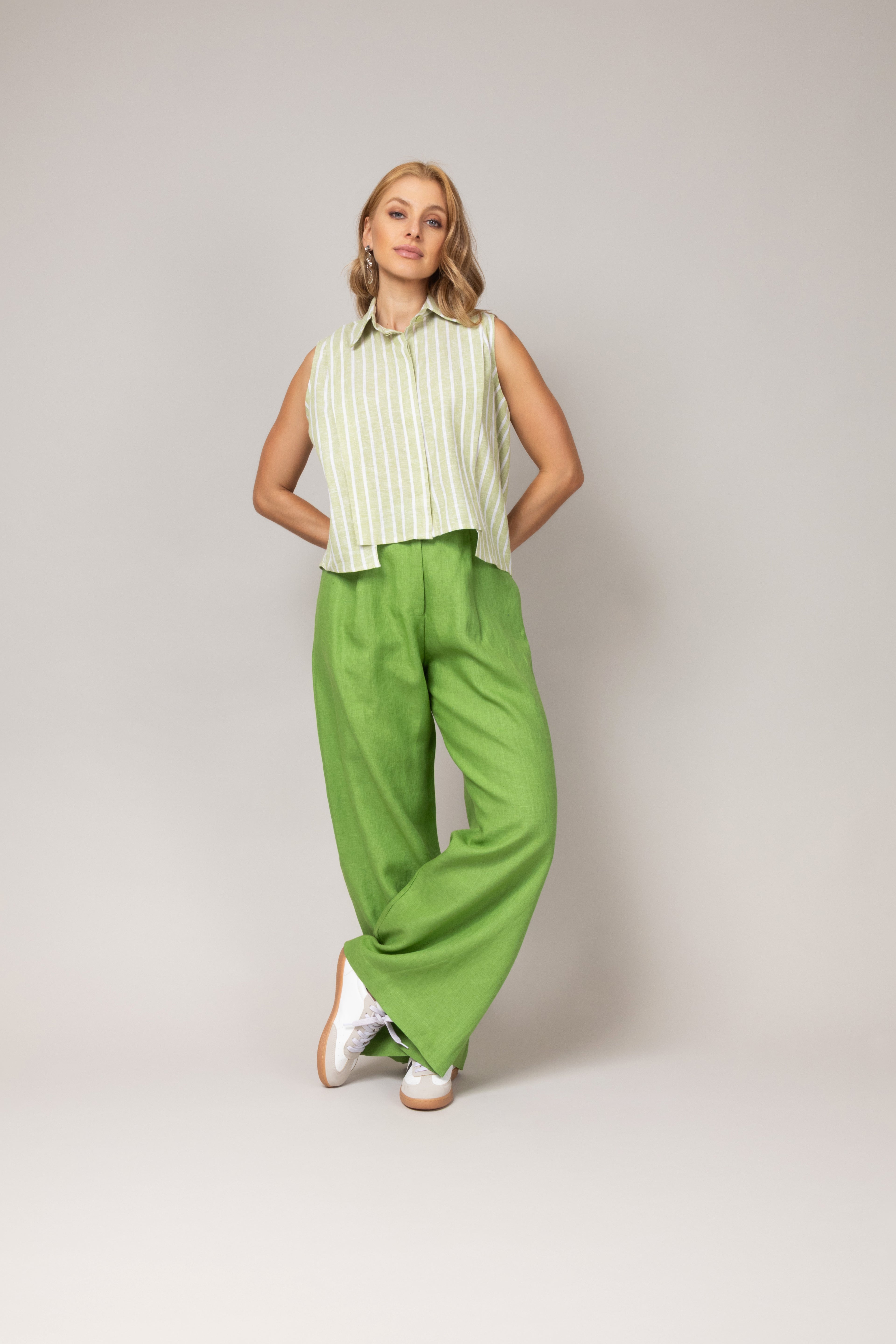 Calça linho wide leg