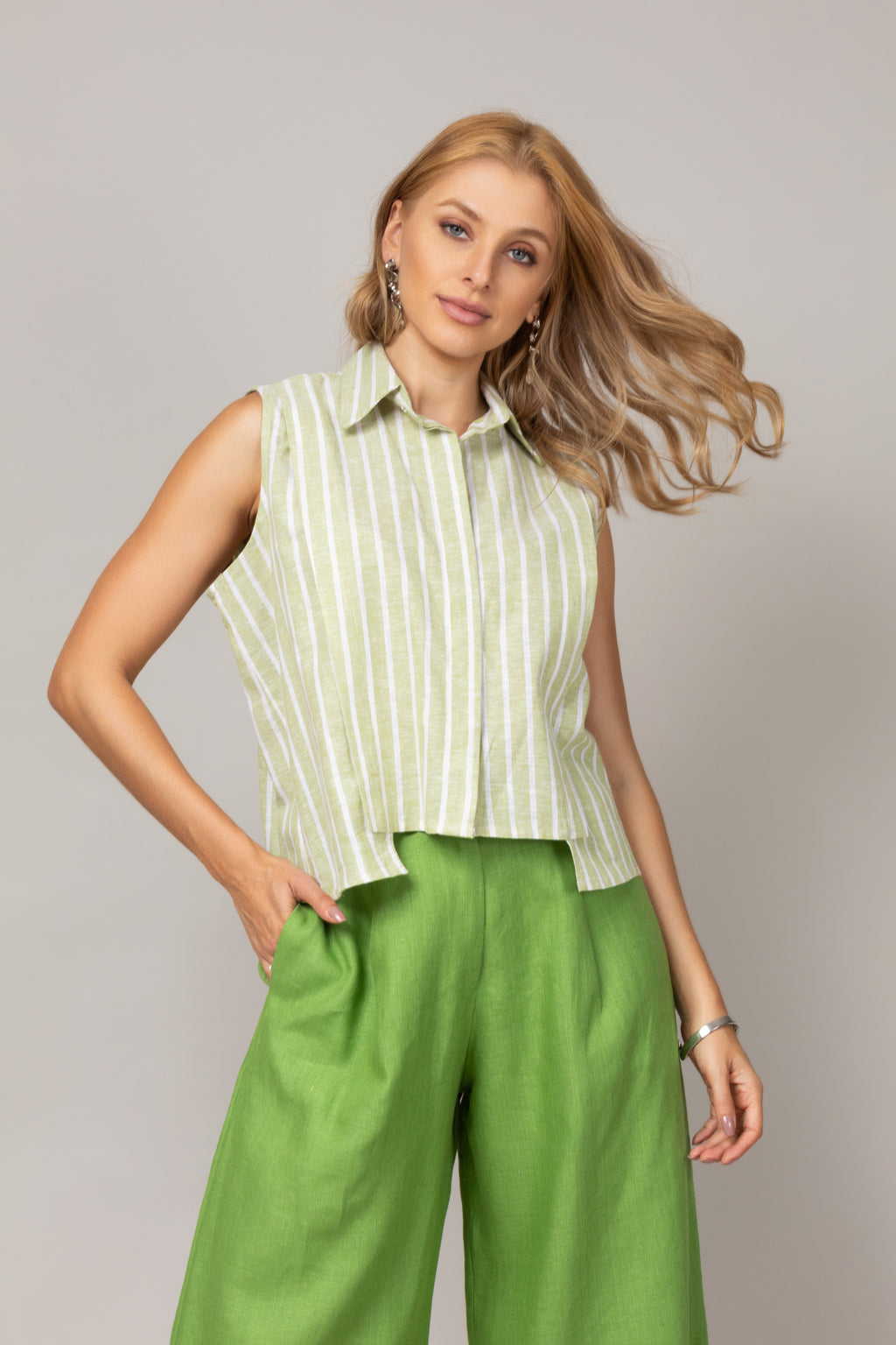 Calça linho wide leg