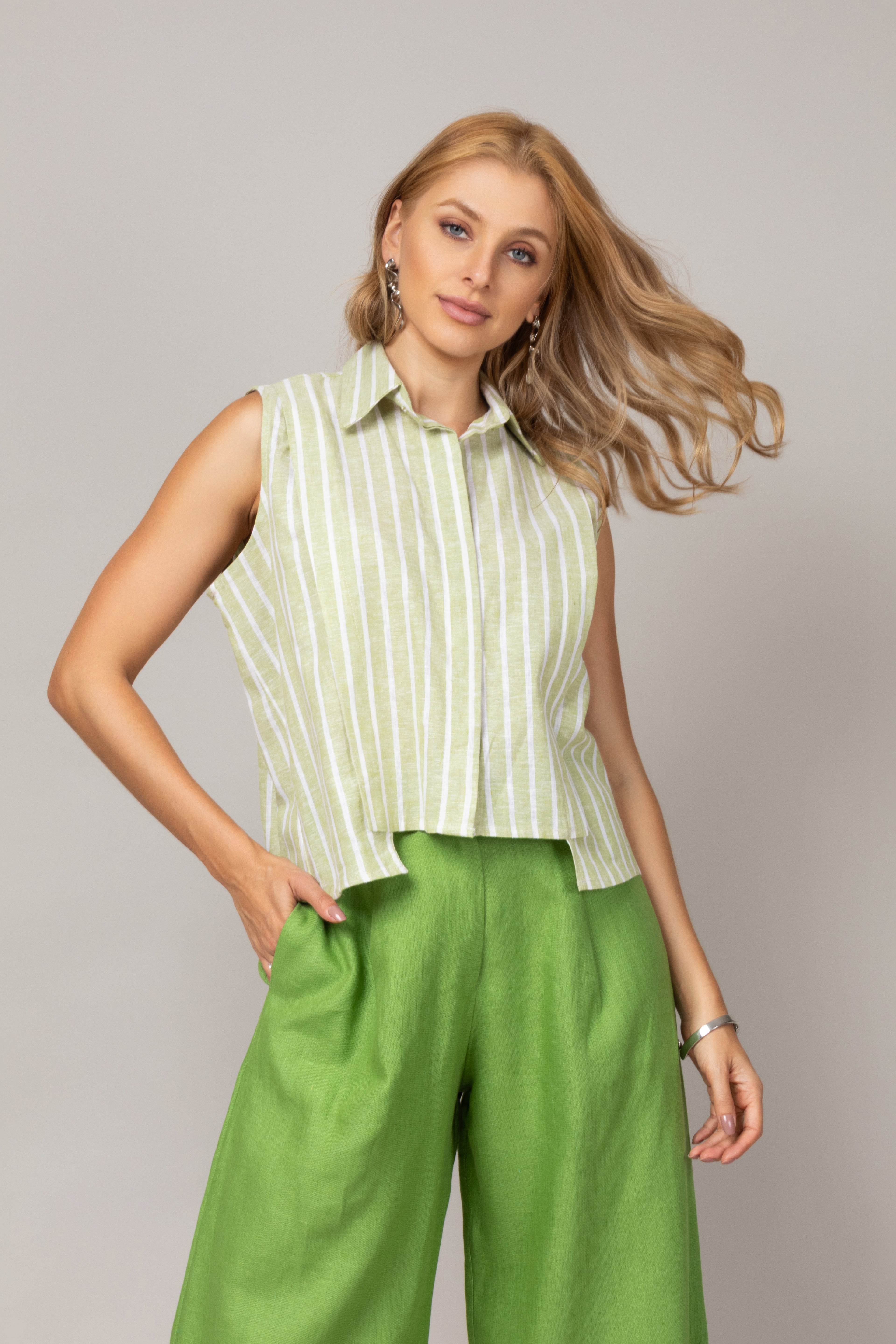 Calça linho wide leg