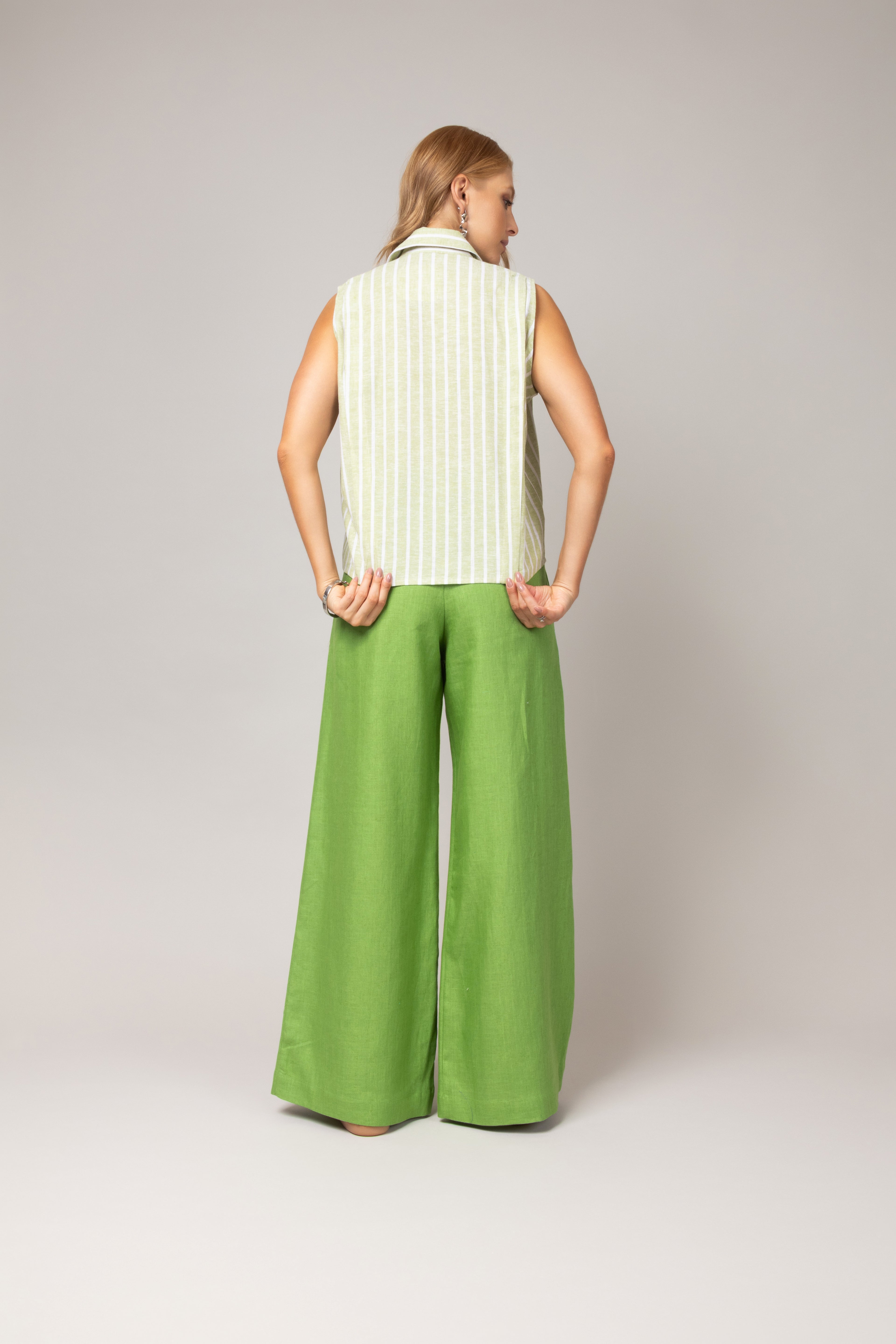 Calça linho wide leg