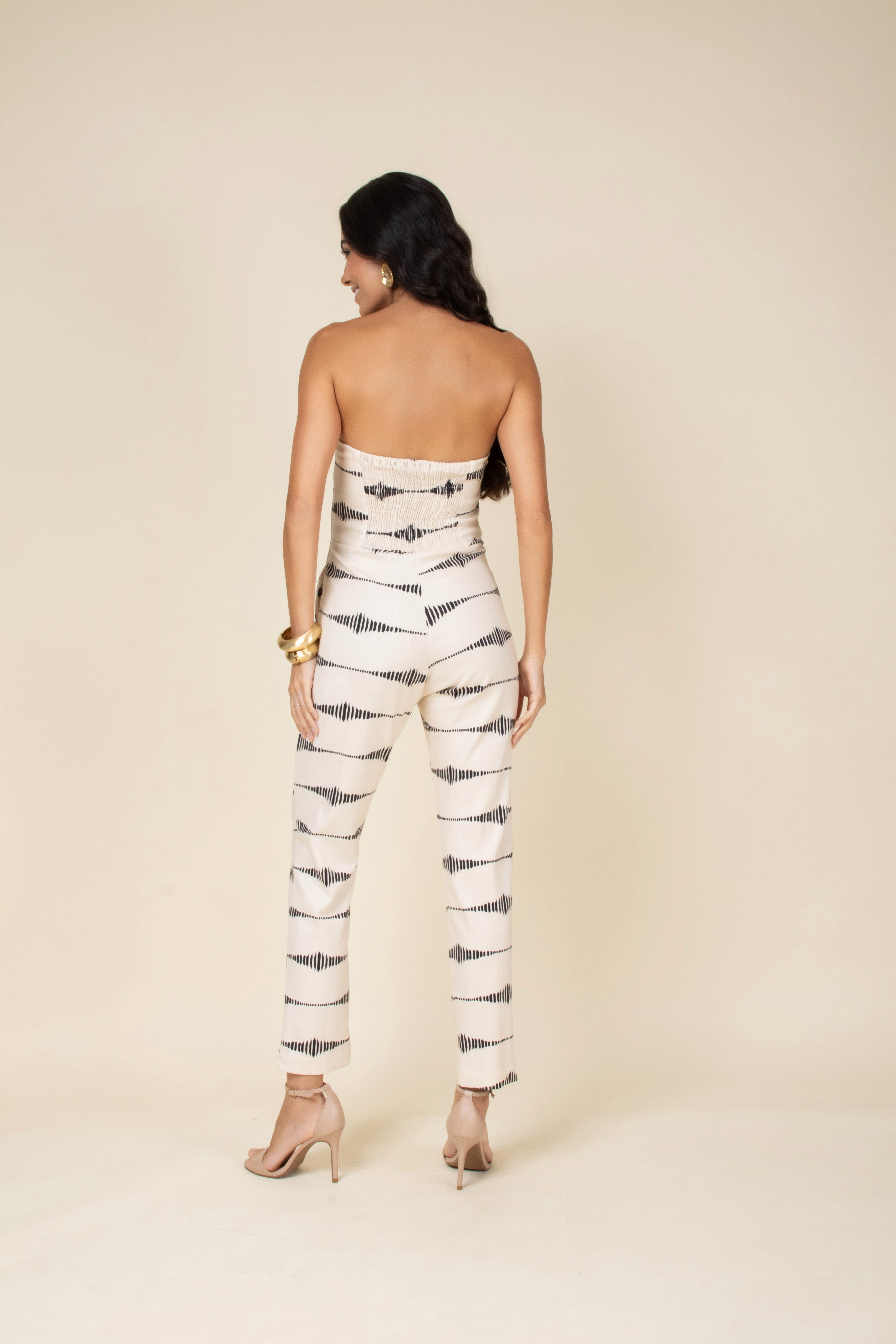 Macacão sem alças estampado